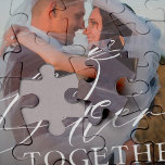 Puzzle Mariage couple photo noms personnalisés<br><div class="desc">Créez votre propre élégant "meilleur ensemble" typographie citation superposer photo mariage gardien de photo puzzle cadeau personnalisé avec des noms de couple,  coeur rouge,  et votre texte.</div>