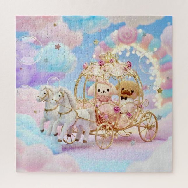 Puzzle Mariage de chiot mignon Carrosse de conte de fées (Vertical)