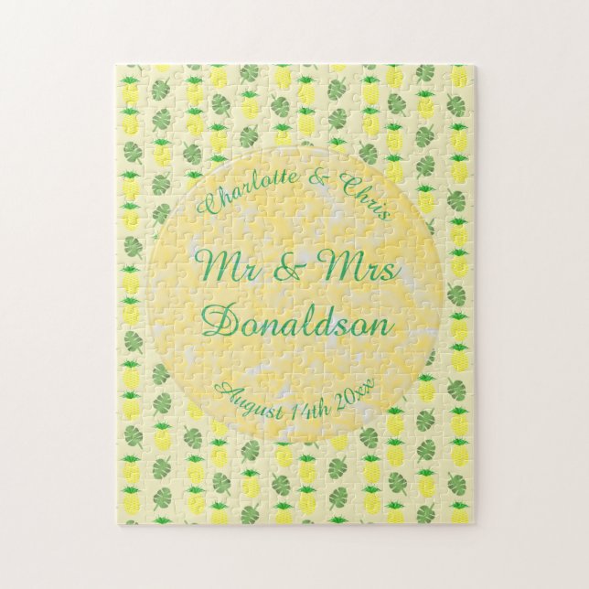 Puzzle Mariage d'été tropical Ananas et Palm Feuille (Vertical)