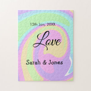 Puzzle Mariage engagement couple coloré bohpattern
