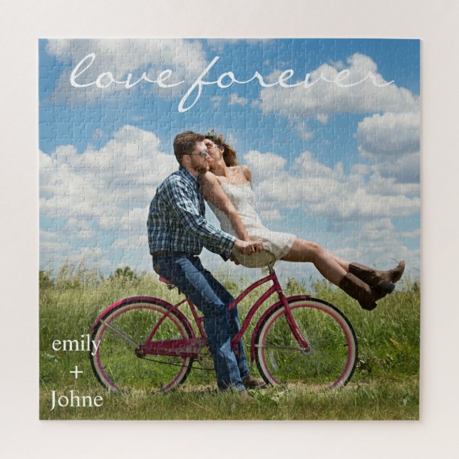 Puzzle Mariage Forever Names Date Photo (Vertical)