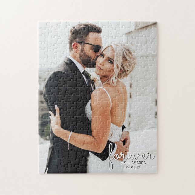 Puzzle Mariage Forever Names Date Photo (Vertical)