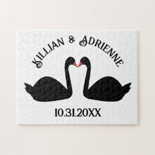 Puzzle Mariage gothique Baiser Black Swans Personnalisé