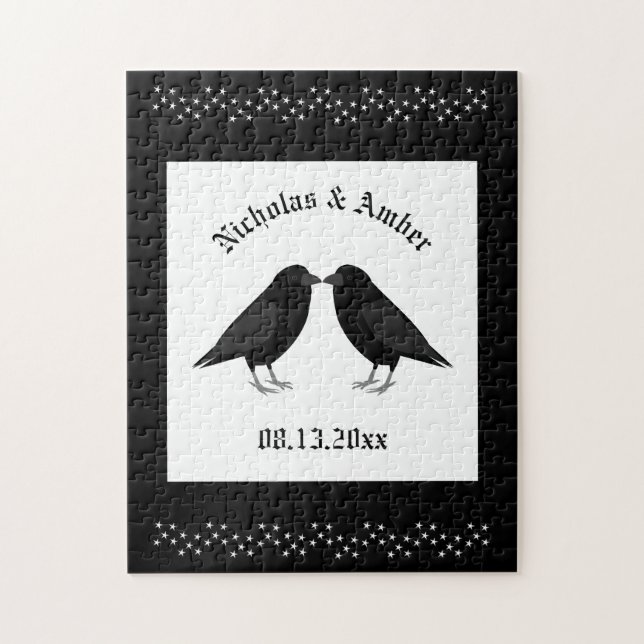 Puzzle Mariage gothique Baiser Ravens Personnalisé (Vertical)
