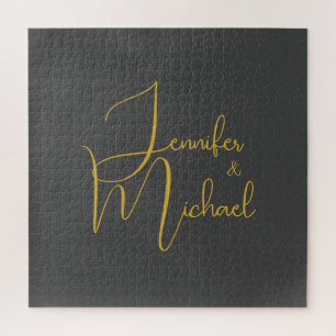 Puzzle Mariage Moderne Minimaliste Plain Calligraphie Nom
