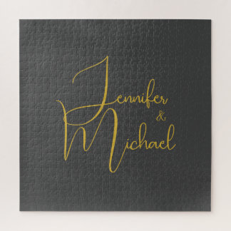 Puzzle Mariage Moderne Minimaliste Plain Calligraphie Nom