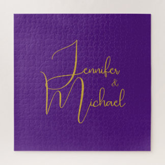 Puzzle Mariage Moderne Minimaliste Plain Calligraphie Nom