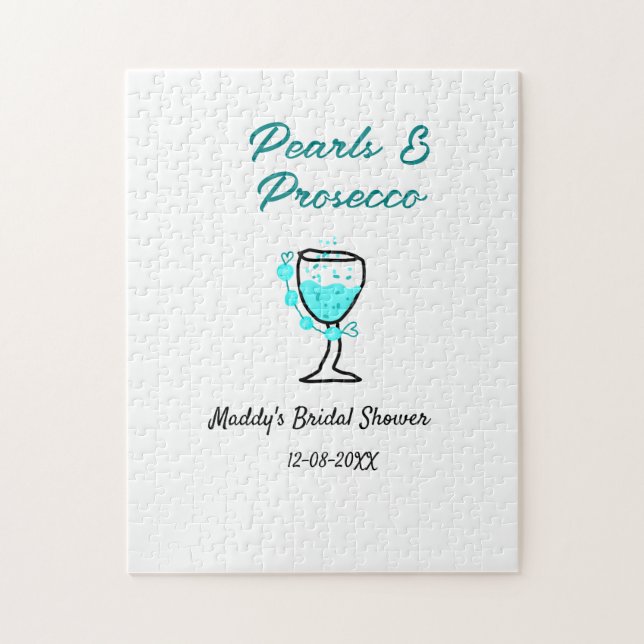 Puzzle Mariage perles et prosecco nom bleu noir  (Vertical)