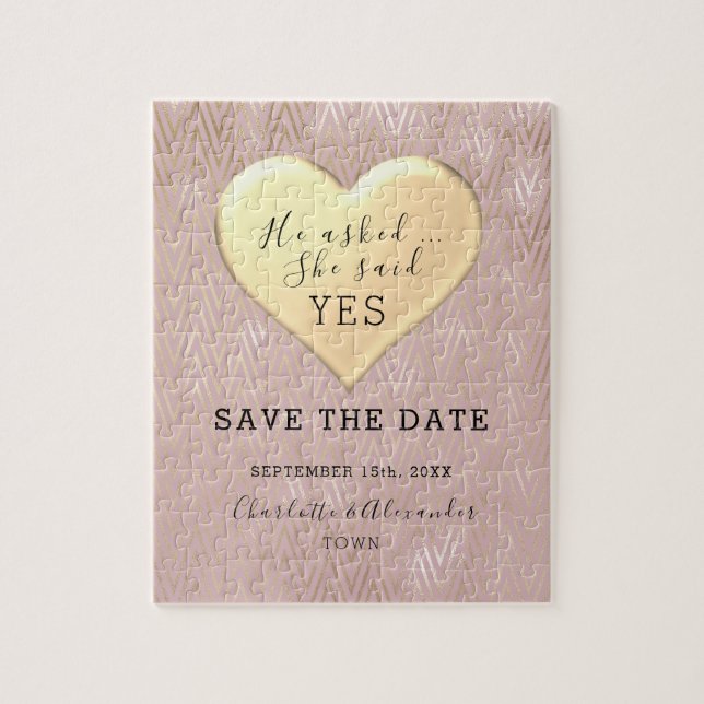 Puzzle Mariage Rose Gold Date à Sauvegarder (Vertical)