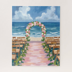 Puzzle Mariage sur la Plage Allée Fleurie Aquarelle