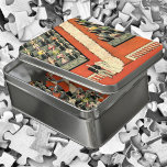 Puzzle Mariage vintage, Mariée Art Déco et mariée nouvell<br><div class="desc">illustration vintage design art déco d'amour et de romance avec un couple se mariant dans une église avec les invités assis pour la cérémonie de mariage. L'homme porte un smoking formel et la femme porte une robe blanche traditionnelle avec un long voile qui coule dans l'allée. La robe de mariée...</div>