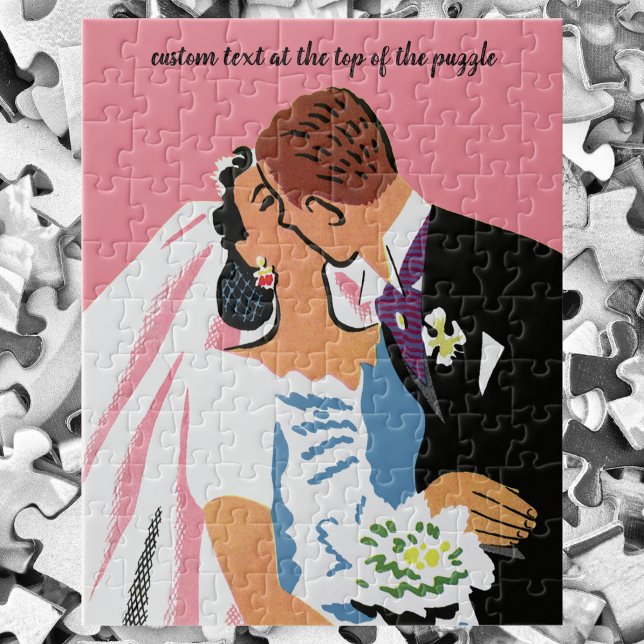 Puzzle Mariage Vintage, Mariés Rétro s'Embrassant (Créateur téléchargé)