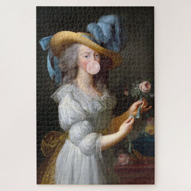 Puzzle Marie Antoinette soufflant un bubble gum rose (Vertical)