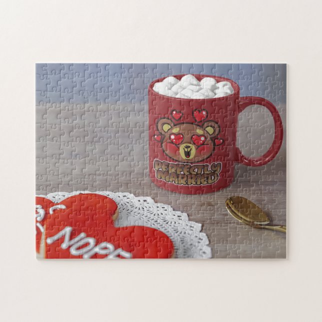 Puzzle Marié Valentines Jour Café Coeurs de Mug Ours (Horizontal)