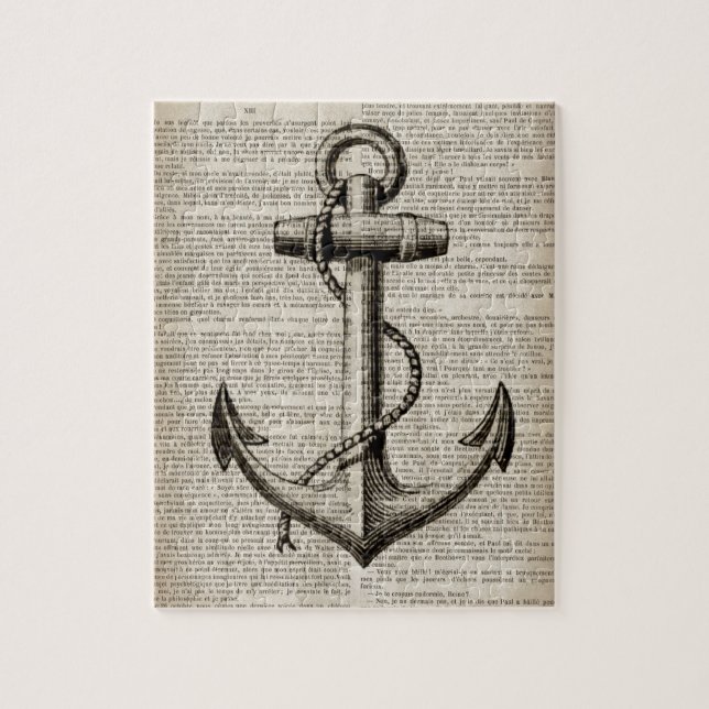 Puzzle marin de plage océanique ancre nautique vintage (Vertical)
