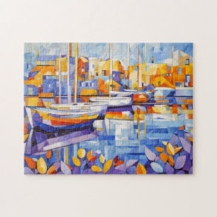 Puzzle Marina cubiste avec bateaux et reflets