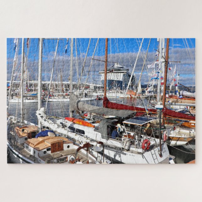 Puzzle Marina de bateaux en bois, Hobart, Tasmanie, Austr (Horizontal)