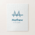 Puzzle Marine bleu groomsman nom lettre date masculin par<br><div class="desc">conception</div>