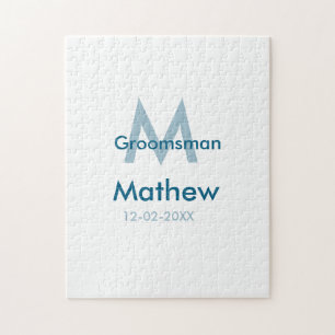 Puzzle Marine bleu groomsman nom lettre date masculin par