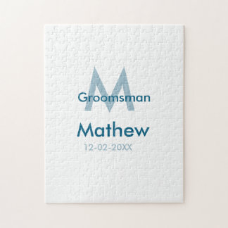 Puzzle Marine bleu groomsman nom lettre date masculin par