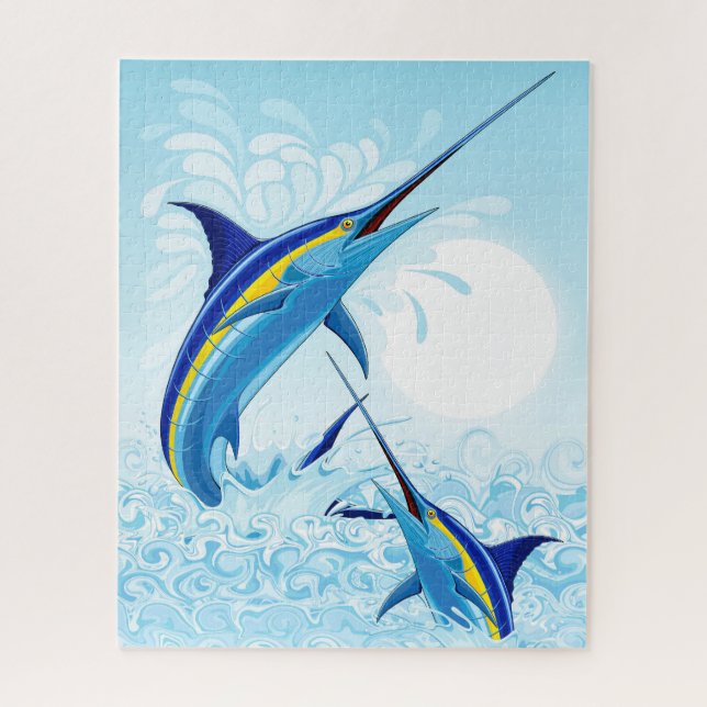 Puzzle Marlin Bleu Jaillissant de l'Océan (Vertical)