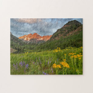 Puzzle Maroon Bells se reflètent dans le lac Maroon calme
