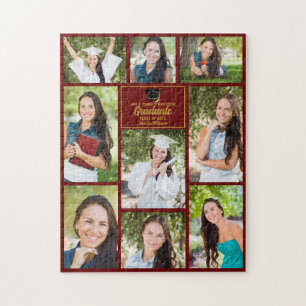 Puzzle Maroon Gold Graduate Photo Collage Graduation Cade