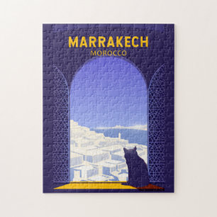 Puzzle Marrakech Maroc Cat Retro