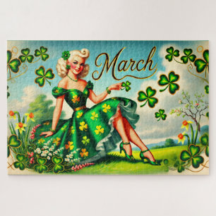 Puzzle Mars Retro Pin-Up Girl St. Patrick's Day