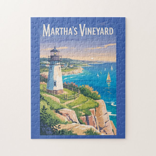 Puzzle Martha’s Vineyard Massachusetts Lighthouse Travel (Vertical)