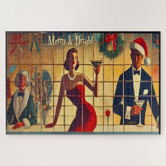 Puzzle Martini de dernière commande de Noël rétro des ann (Horizontal)
