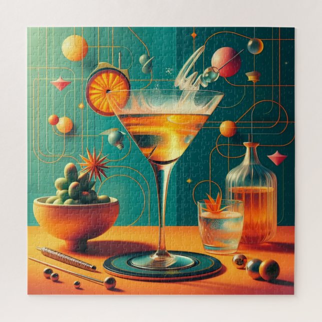Puzzle Martini de tempête cosmique futuriste atomique (Vertical)