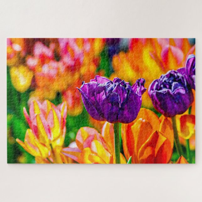 Puzzle Marvelous Tulip Flowers On A Flowerbed (Horizontal)