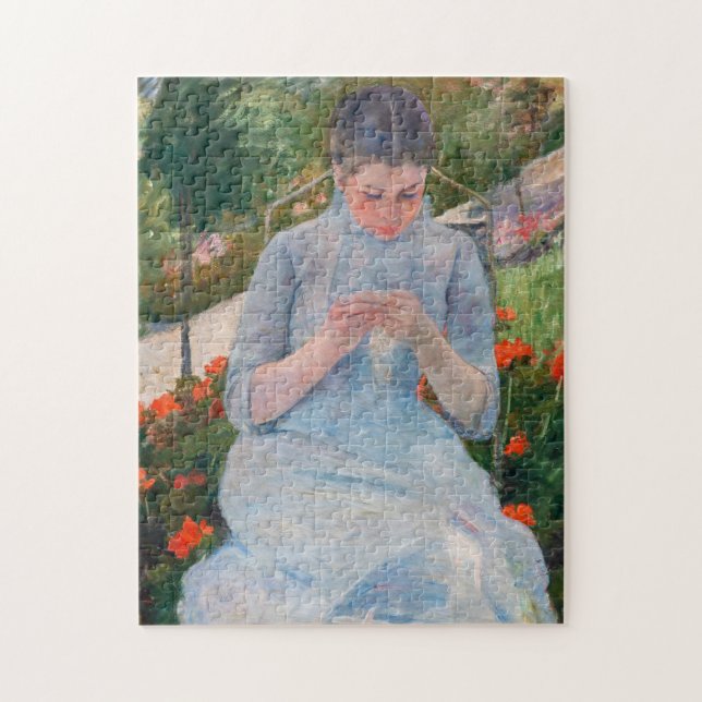 Puzzle Mary Cassatt - Fille couture dans un jardin (Vertical)