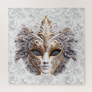 Puzzle Mascarade Masque coloré en gris