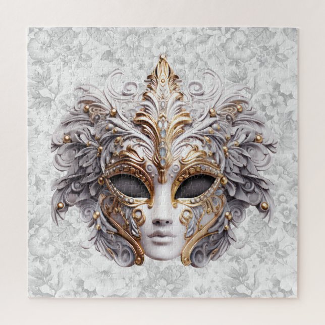 Puzzle Mascarade Masque coloré en gris (Vertical)