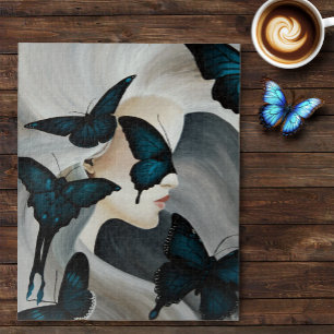Puzzle Mascarade Papillon Bleu Élégante Fantaisie