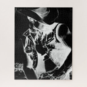 Puzzle Masculine Cool Moderne Noir Et Blanc Cowboy Art