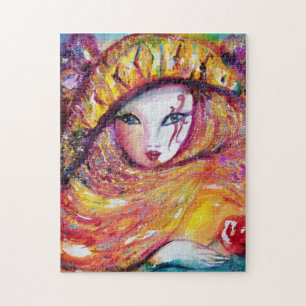 Puzzle MASQUE DANS boule JAUNE/vénitienne de Masquearde,