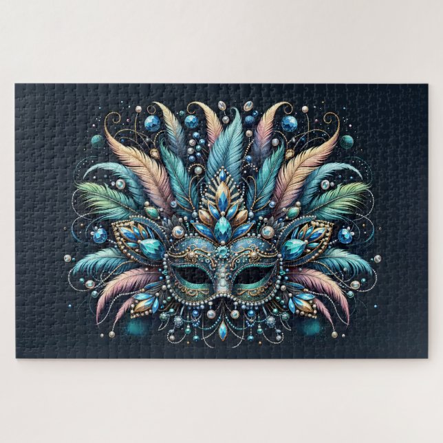 Puzzle Masque de bijou à plumes de Boho Masquerade (Horizontal)