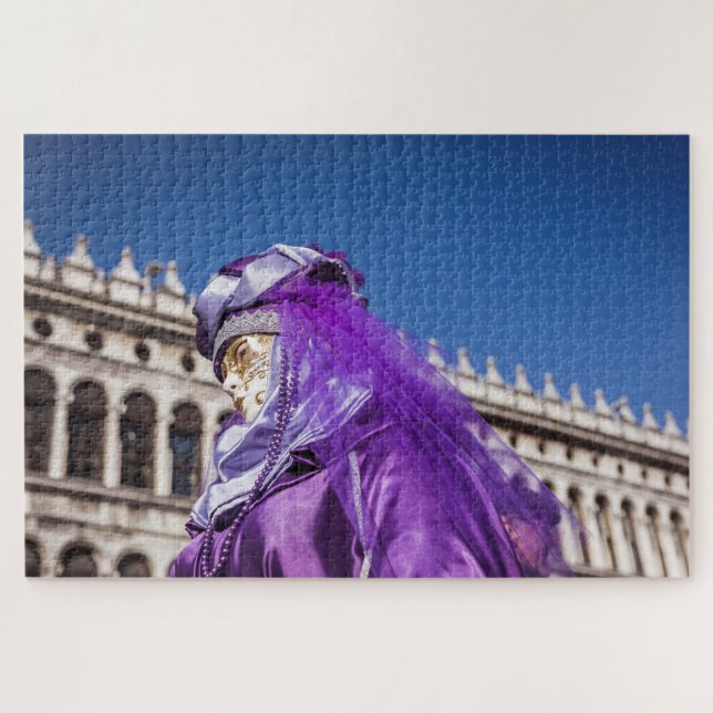 Puzzle Masque de carnaval violet à Venise (Horizontal)