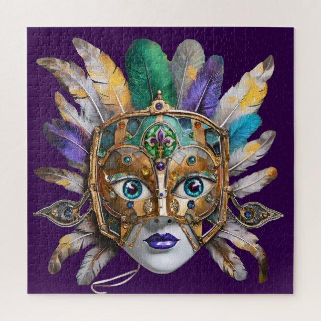 Puzzle Masque de plumes et de métal de Mardi Gras (Vertical)