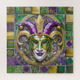 Puzzle Masque Mardi Gras Jester Vert Or