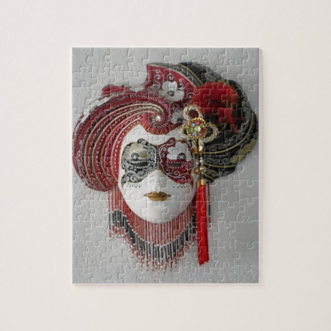 Puzzle Masque rouge de carnaval, Mardi Gras, Venise, femm (Vertical)