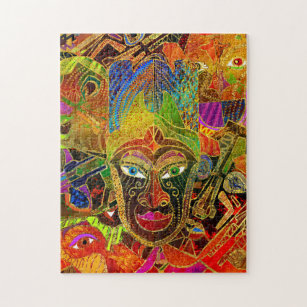Puzzle Masque tribal collage coloré