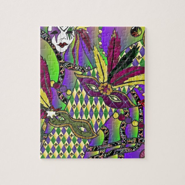 Puzzle Masques à plumes de Mardi Gras psychédéliques (Vertical)
