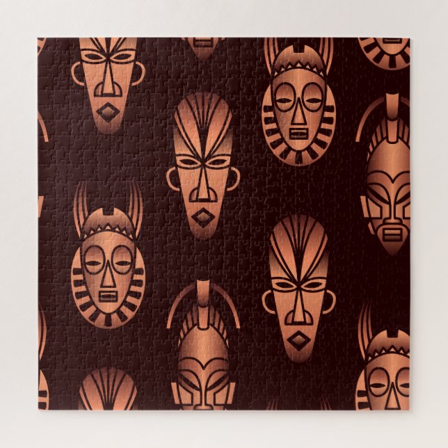 Puzzle Masques africains ethniques, arrière - plans noirs (Vertical)