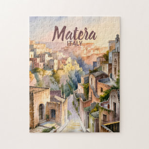 Puzzle Matera Italie Sassi Aquarelle Personnalisée Vintag