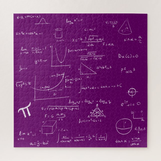 Puzzle Mathematic Formulas and Equations Purple and White (Vertical)