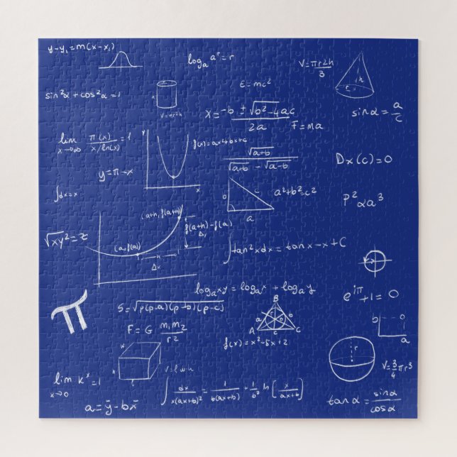Puzzle Mathematic Formulas Equations Blue and White (Vertical)